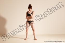 Underwear Martial art Woman White Moving poses Slim medium brown Dynamic poses Academic